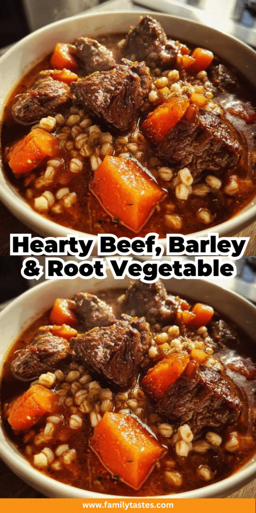 Cozy Beef Barley Root Veggie Stew for Cold Nights
