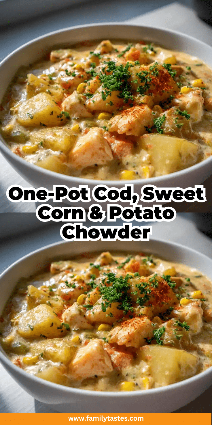 35-Minute One-Pot Cod, Sweet Corn & Potato Chowder Bliss