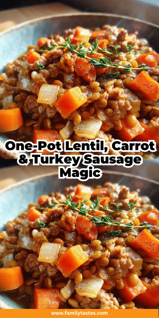 One Pot Lentil Carrot Turkey Sausage Magic