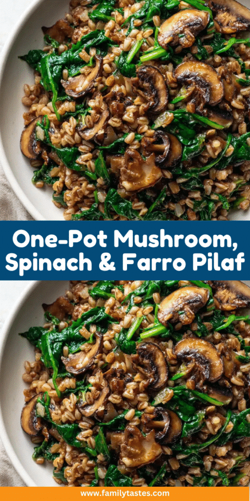 One Pot Mushroom Spinach Farro Pilaf – Easy Healthy