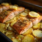One‑Pan Salmon, Leeks & Potato Bake
