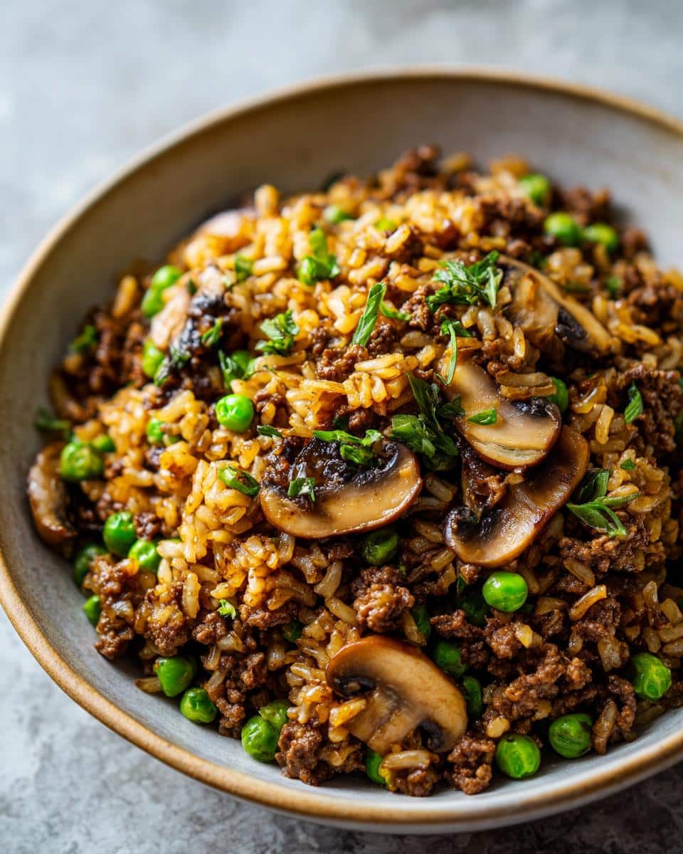 One‑Pot Beef, Mushroom & Pea Pilaf - detail 2