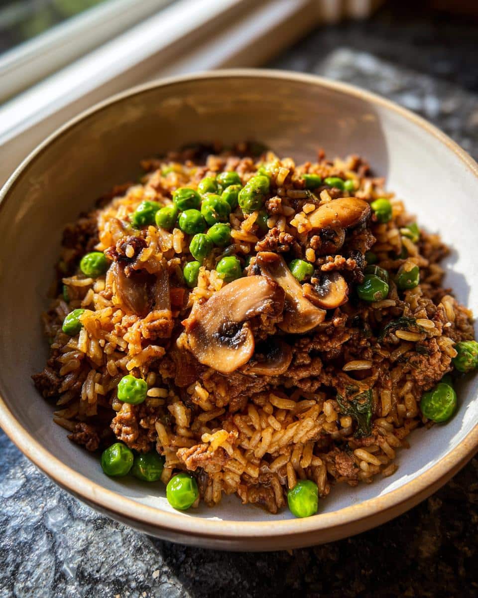 One‑Pot Beef, Mushroom & Pea Pilaf - detail 3