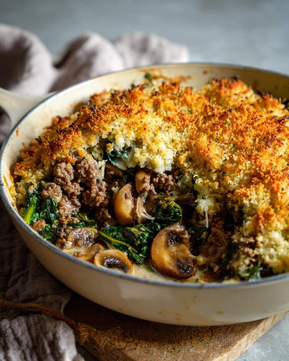 One‑Pot Beef, Mushroom & Winter Greens Gratin - detail 1