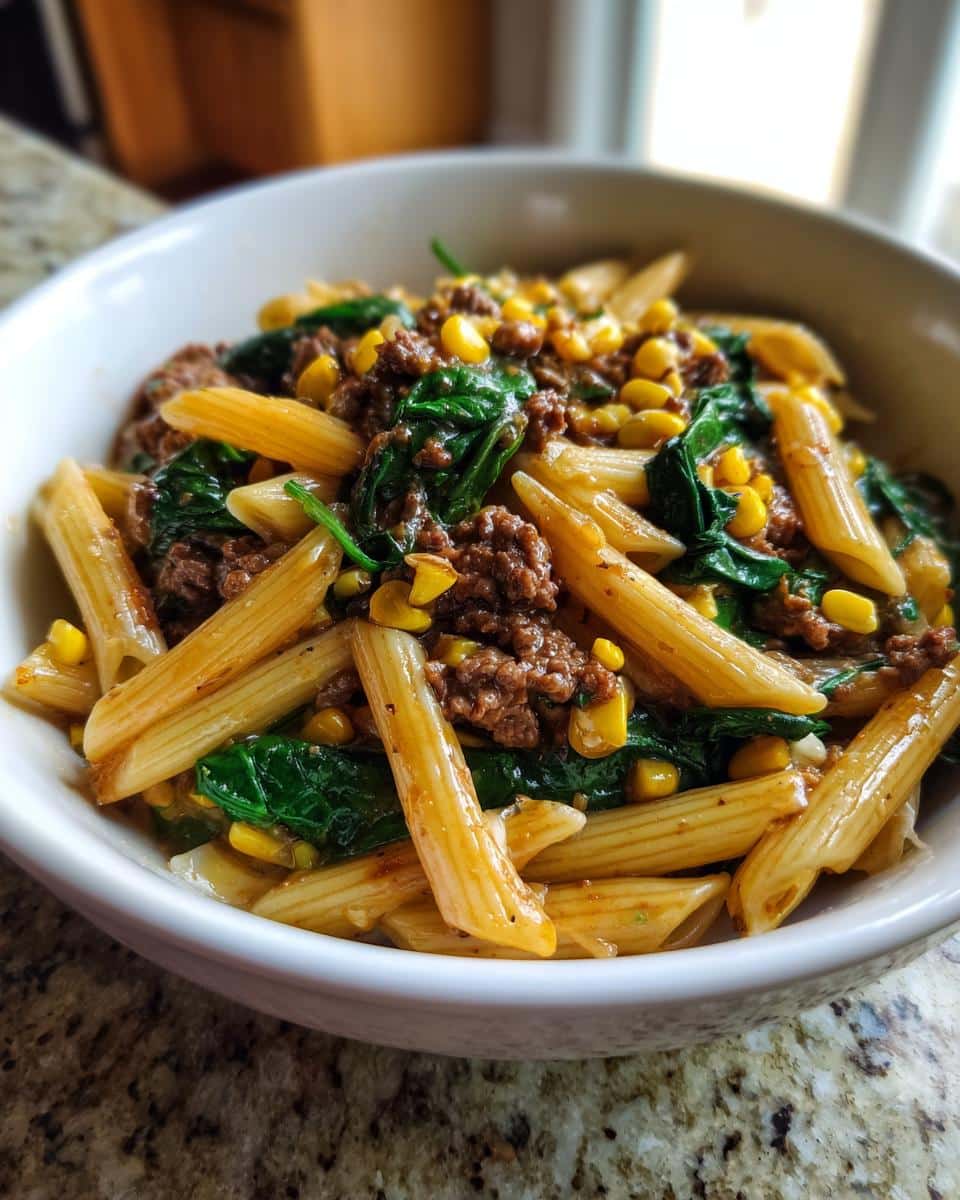 One‑Pot Beef, Spinach & Sweet Corn Pasta - detail 2