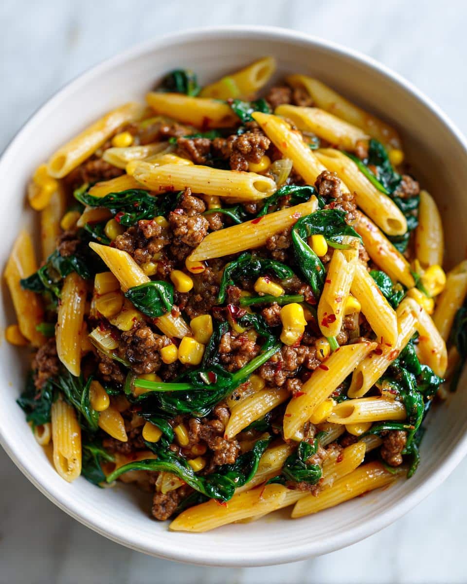 One‑Pot Beef, Spinach & Sweet Corn Pasta - detail 3