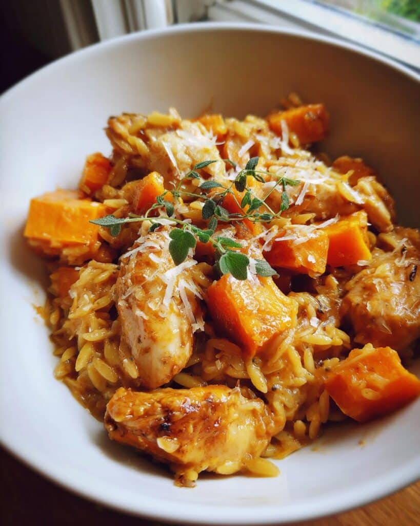 One-Pot Chicken, Butternut Squash and Sage Orzo Bliss