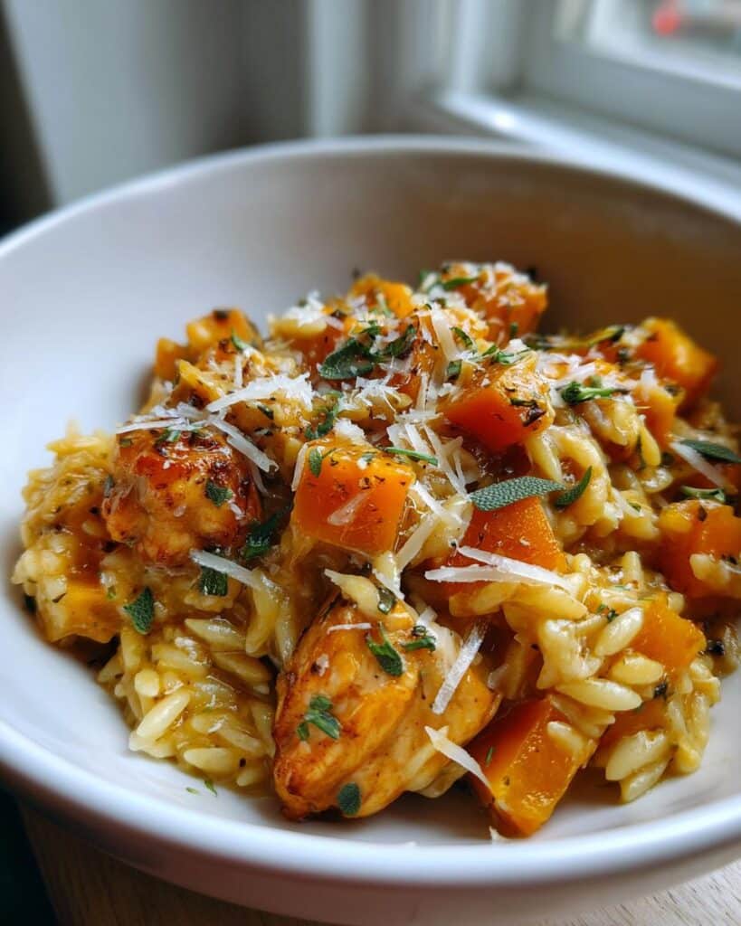 One-Pot Chicken, Butternut Squash and Sage Orzo Bliss