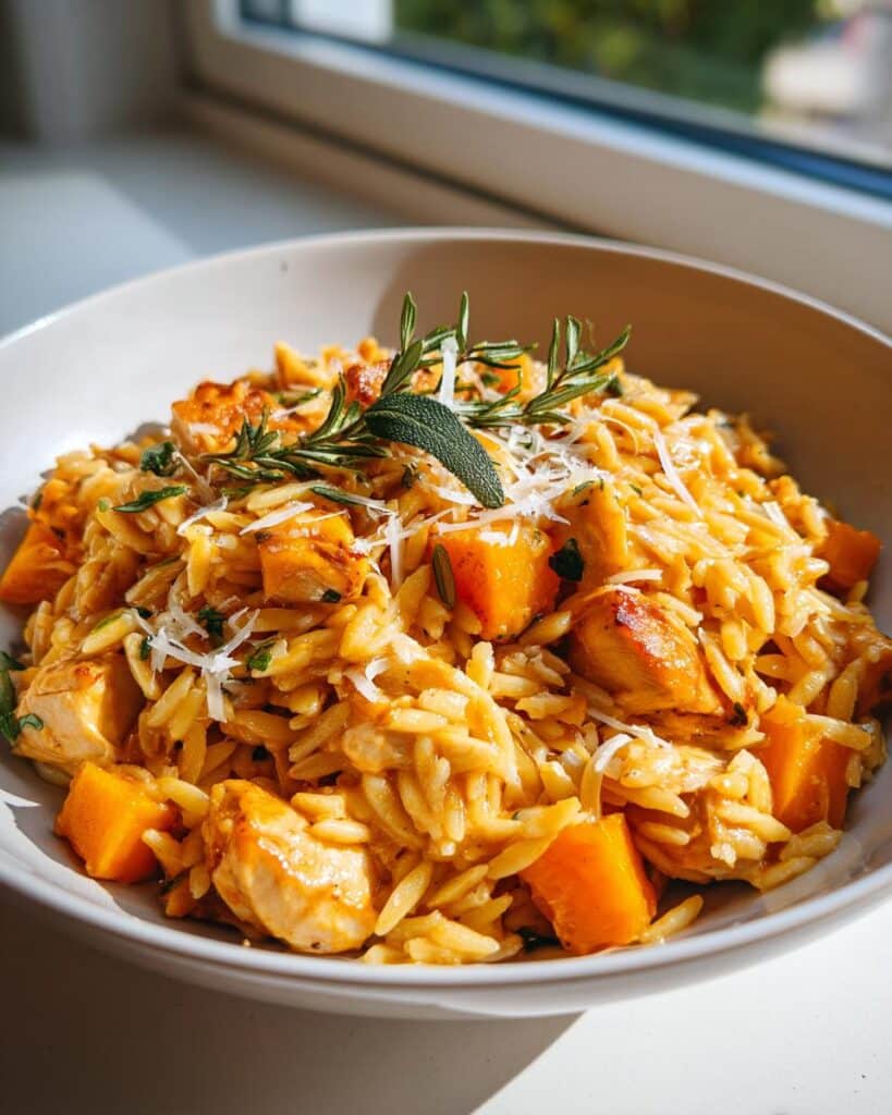 One-Pot Chicken, Butternut Squash and Sage Orzo Bliss