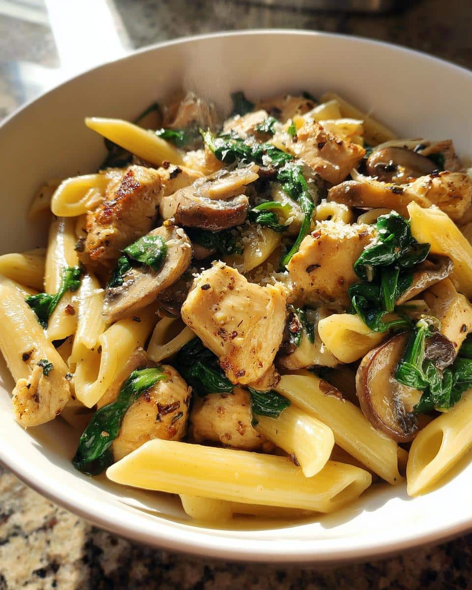 One‑Pot Chicken, Mushroom & Spinach Pasta - detail 3