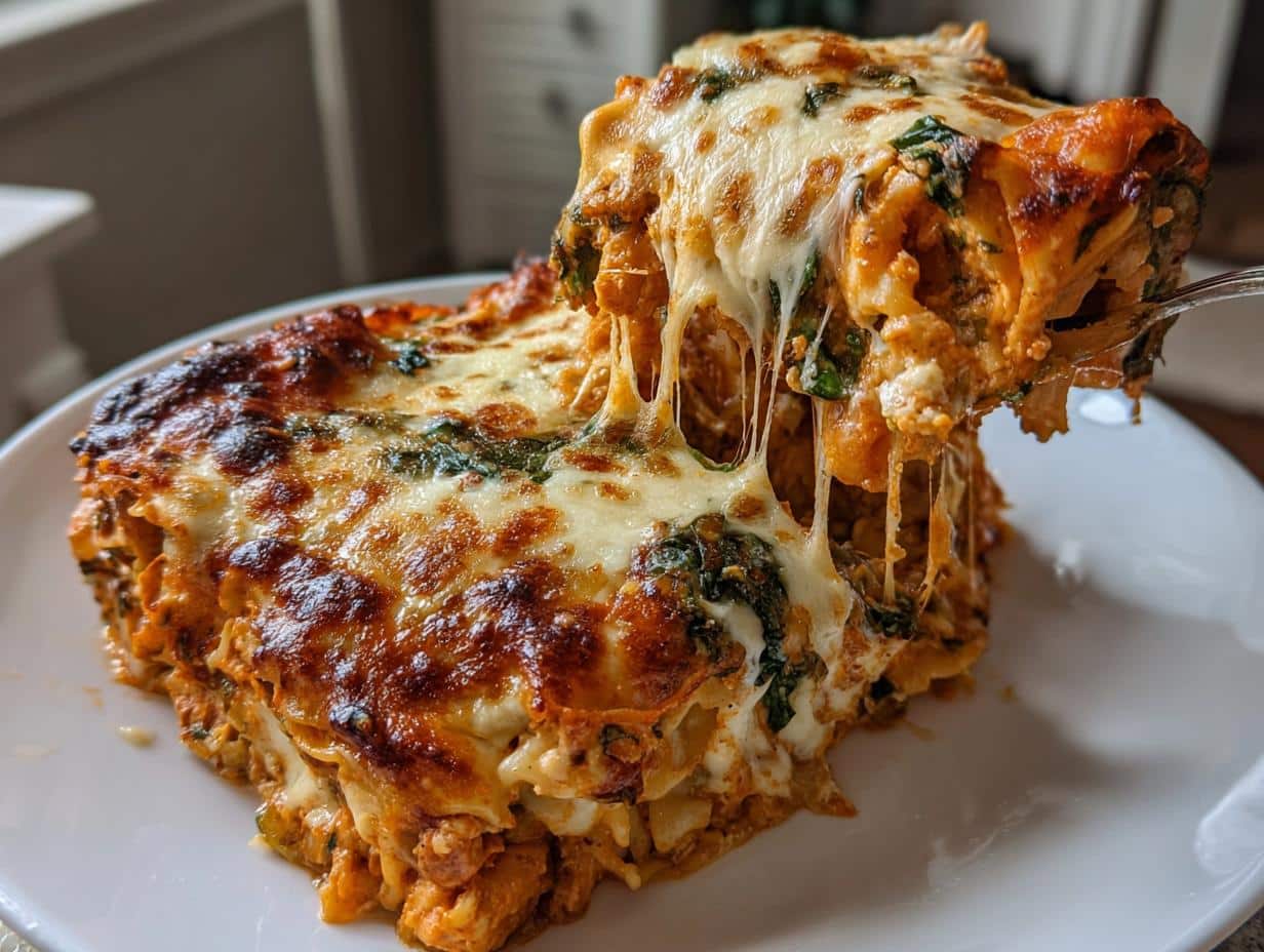 Creamy One-Pot Chicken, Pumpkin & Spinach Lasagna Bake in 45 Minutes