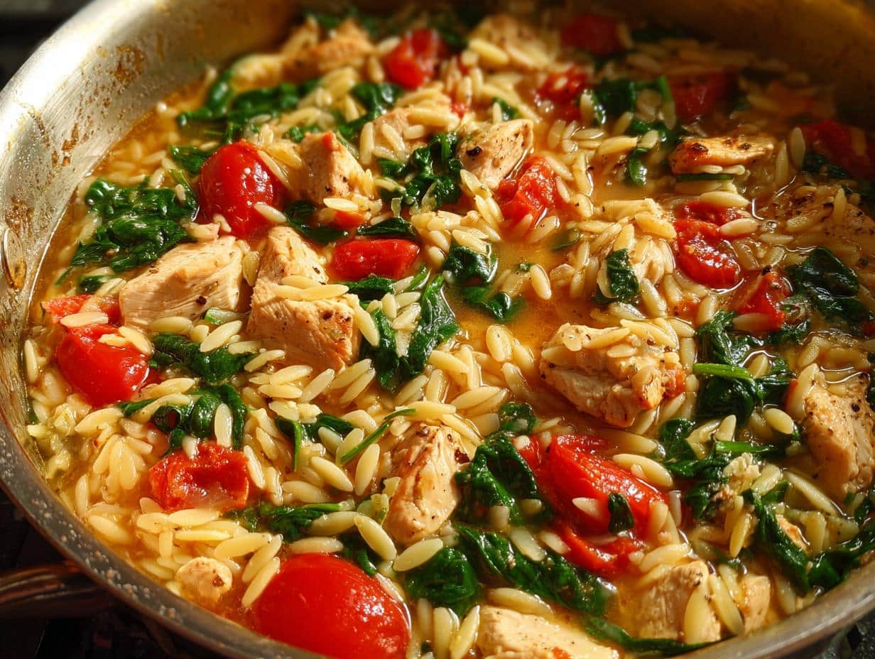 30-Minute One-Pot Chicken, Spinach & Tomato Orzo Perfection