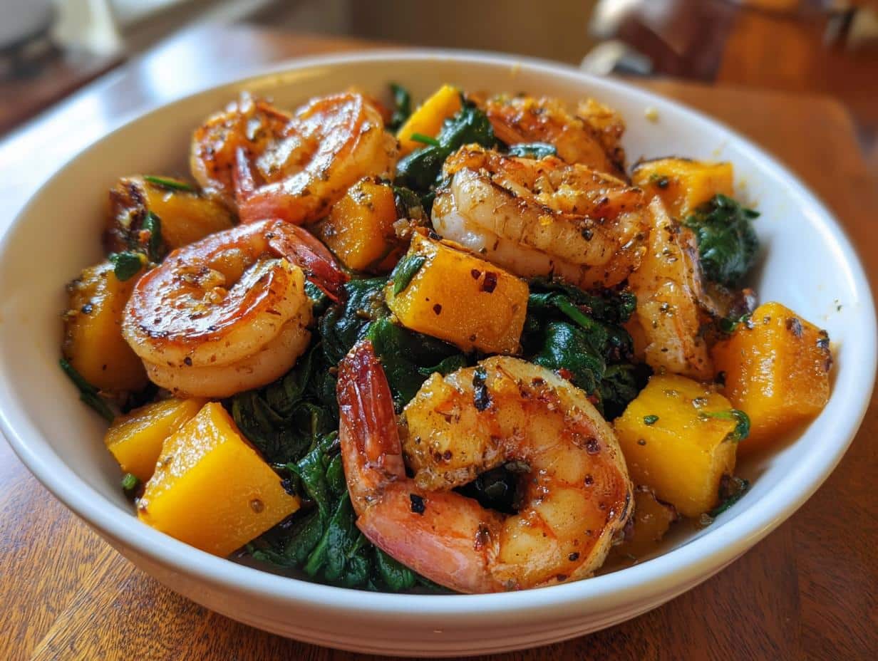 30-Minute One-Pot Garlic Shrimp with Spinach and Squash Bliss