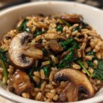 One‑Pot Mushroom Spinach & Farro Pilaf