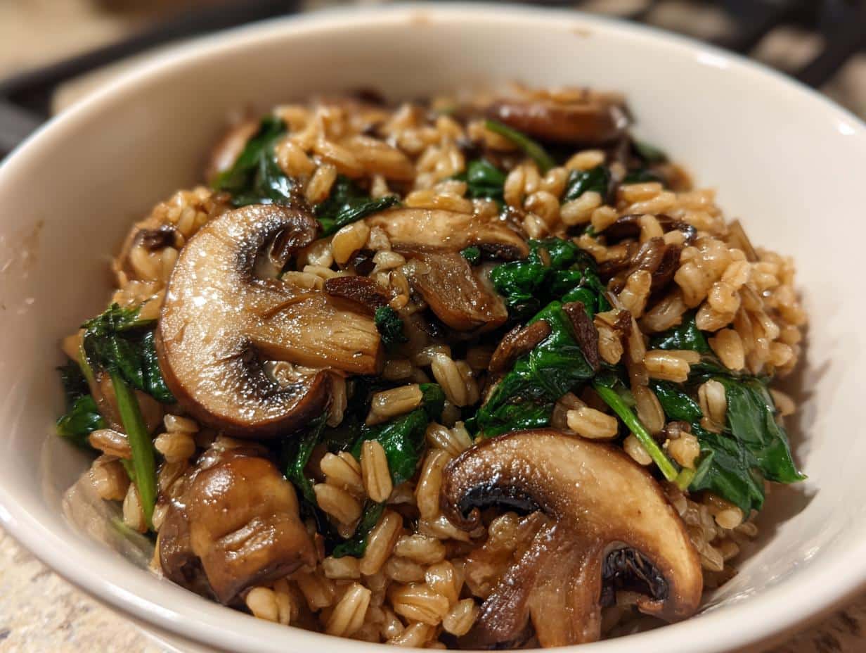 Hearty One‑Pot Mushroom, Spinach & Farro Pilaf in 30 Minutes