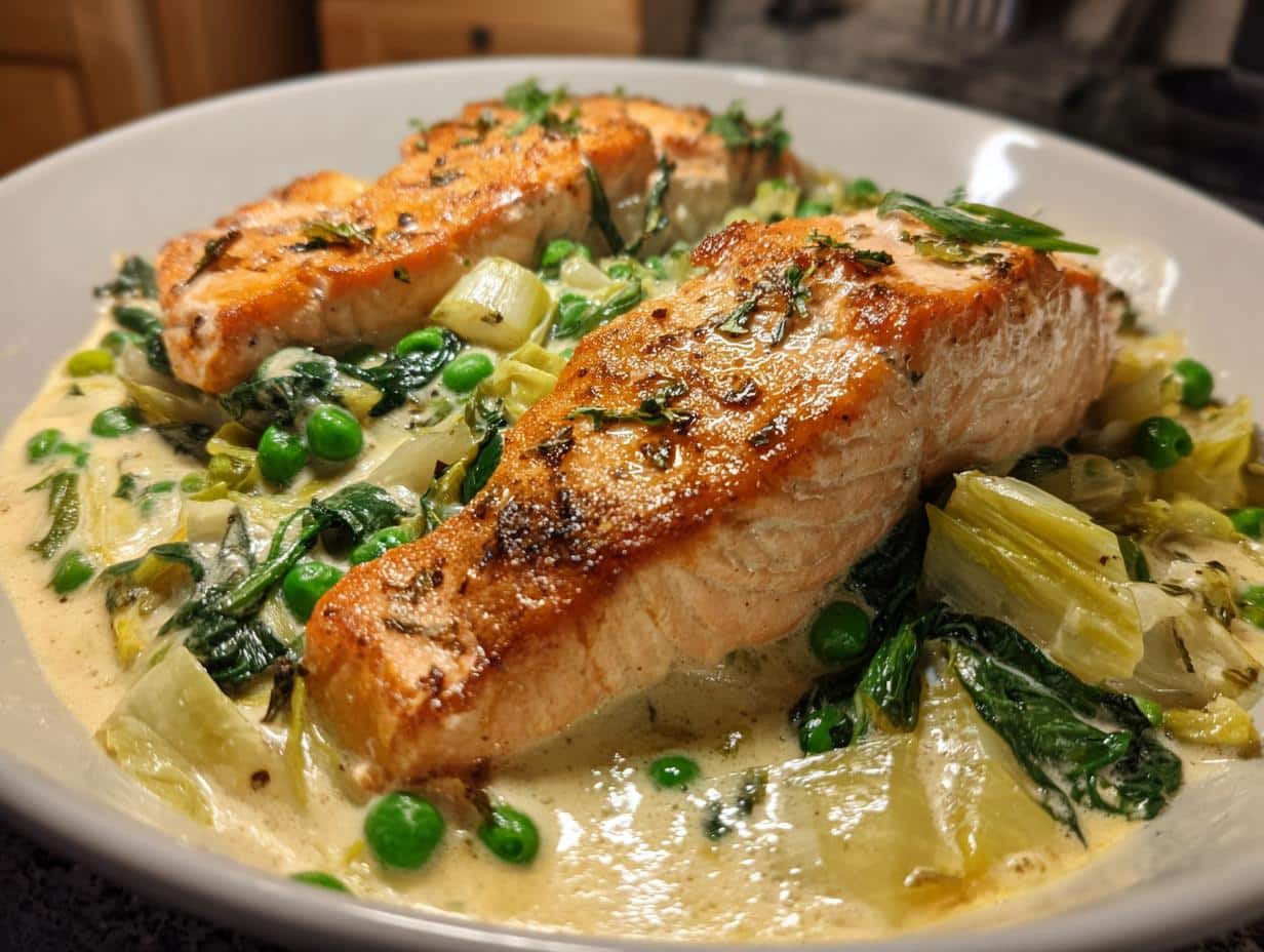 Creamy One-Pot Salmon & Leek Fricassee in 30 Minutes