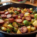 One-Pot Turkey Sausage, Brussels Sprouts & Apple