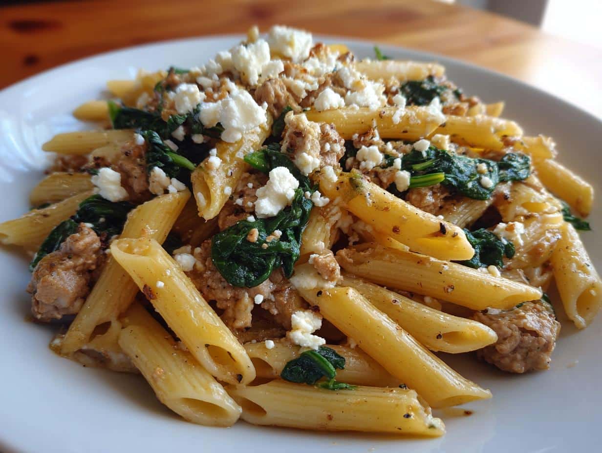 One‑Pot Turkey, Spinach & Feta Pasta