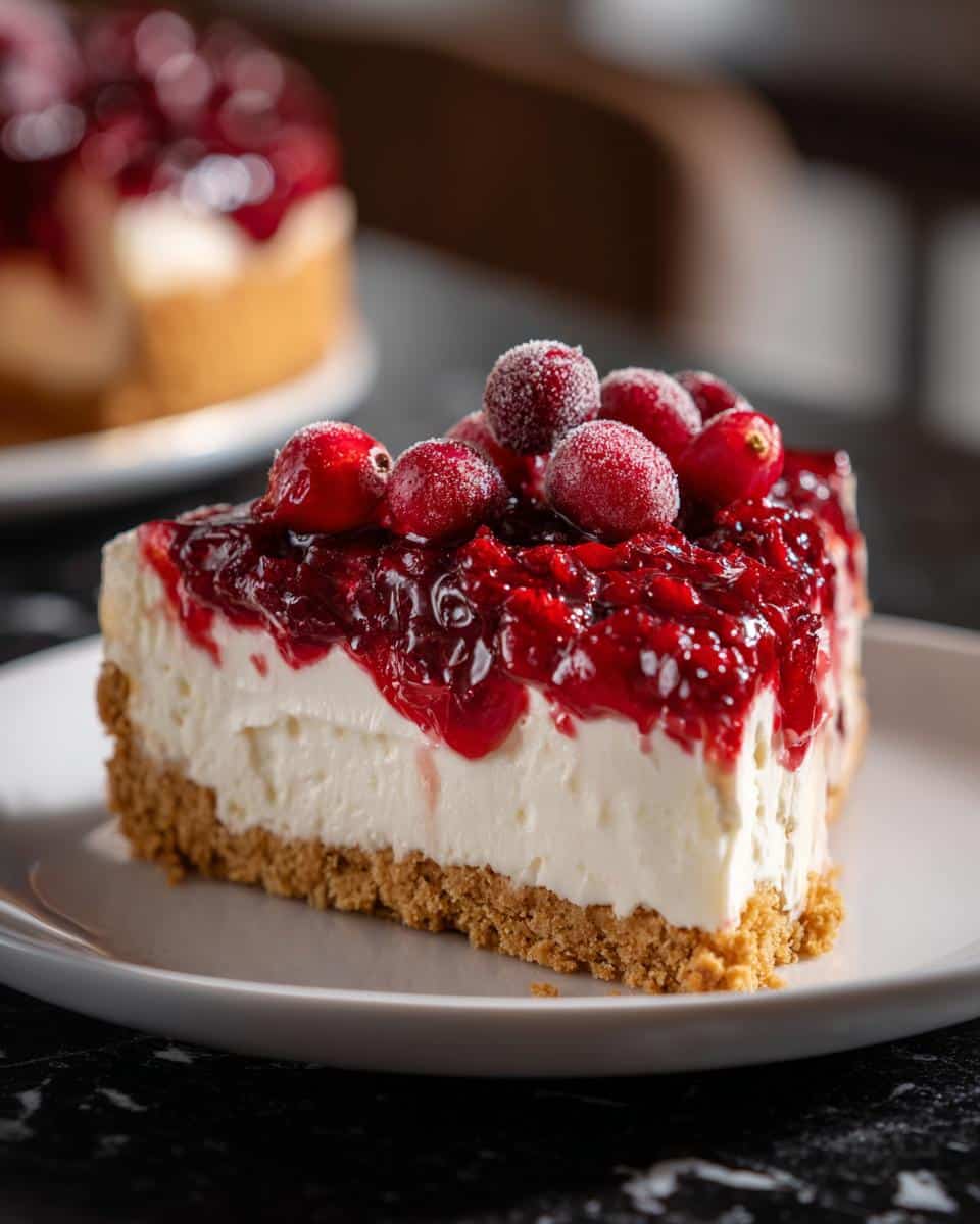 Christmas Cheesecake (Cranberry Jam White Chocolate Mousse Cheesecake) - detail 3