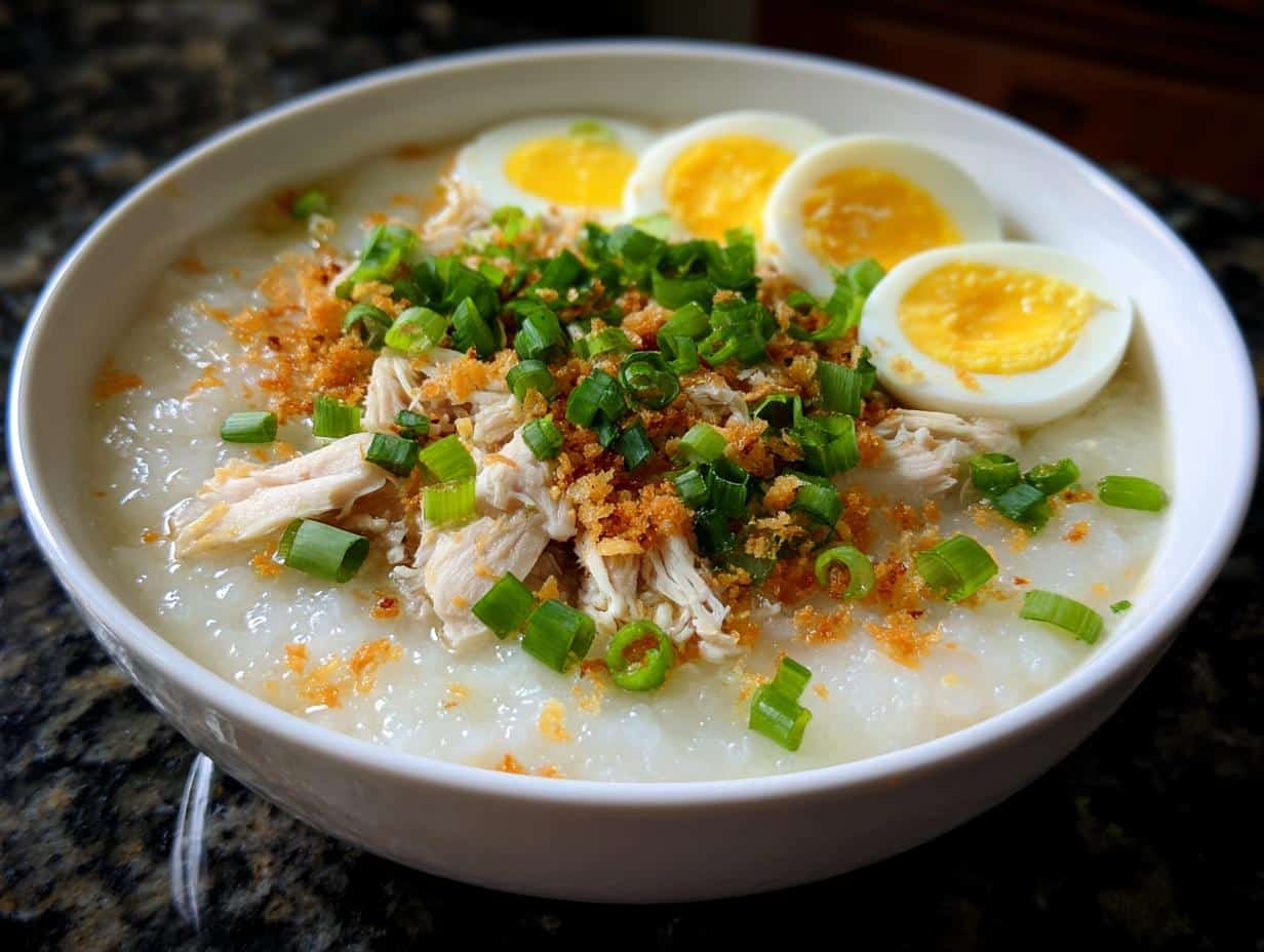 Creamy 30-Minute Filipino Chicken Rice Congee Comfort Bowl