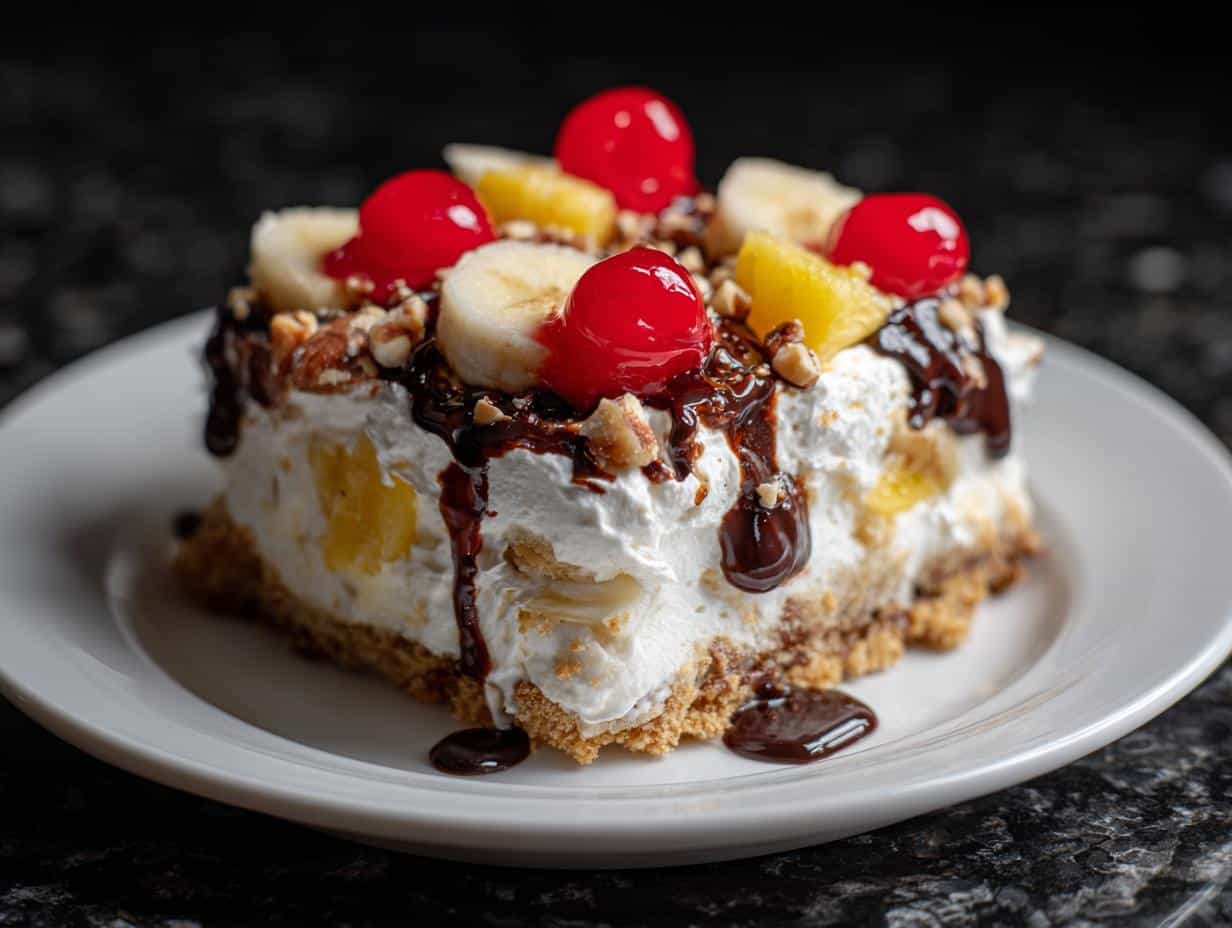 Ultimate Icebox Banana Split Dessert in 4 Easy Steps