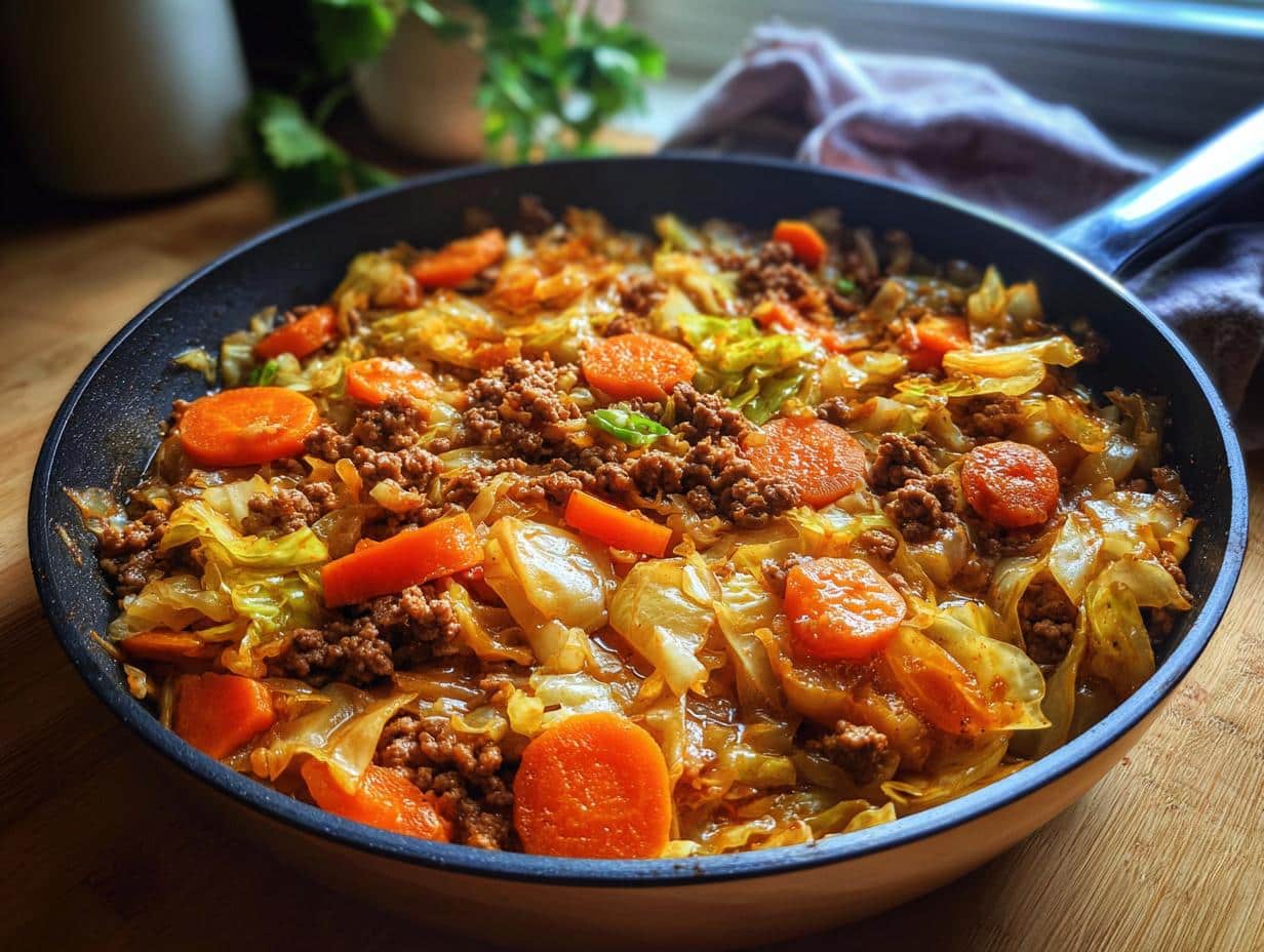 30-Minute One-Pot Beef, Cabbage & Carrot Braised Skillet Bliss