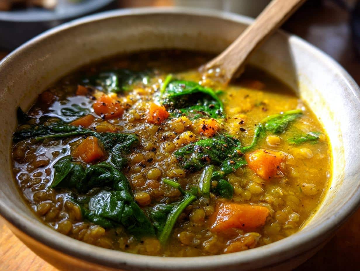 Hearty One-Pot Lentil Soup with Spinach in Just 30 Minutes