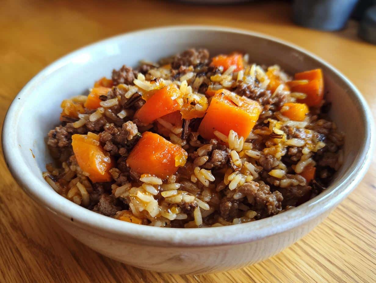 Hearty One-Pot Beef, Carrot & Wild Rice Casserole, 40-Minute Magic