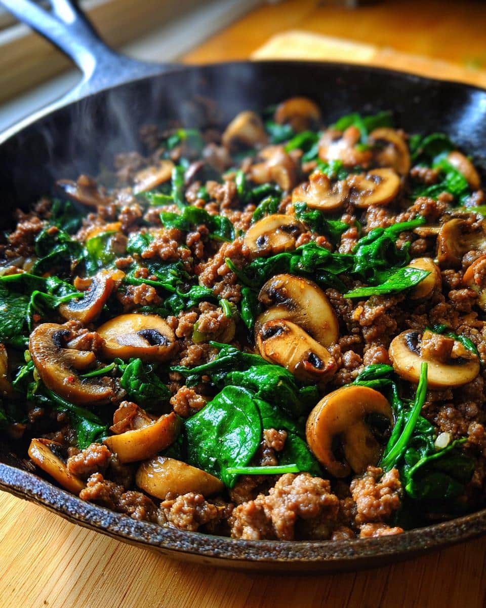 One‑Pot Beef, Mushroom & Spinach Skillet - detail 1
