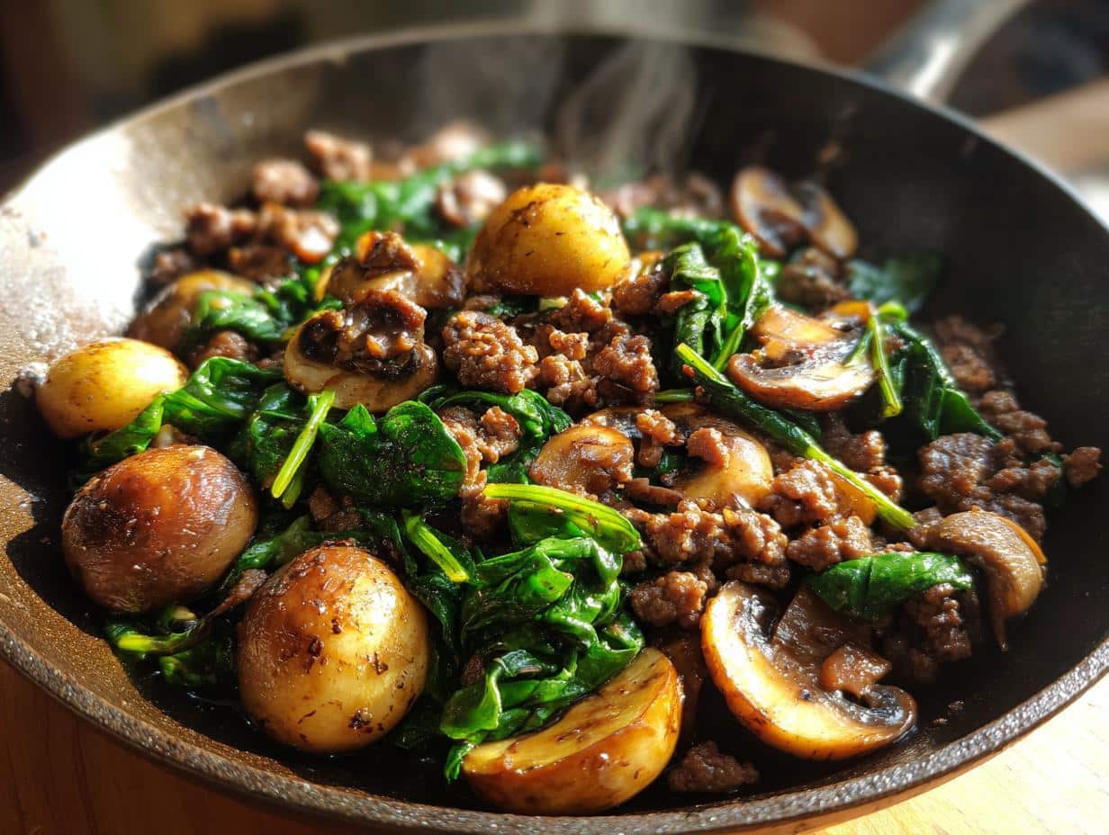 One‑Pot Beef, Mushroom & Spinach Skillet - detail 2