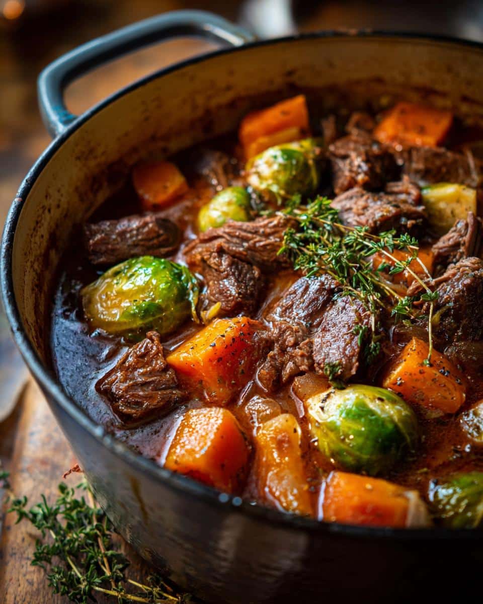 One‑Pot Beef, Sweet Potato & Brussels Sprout Stew - detail 3
