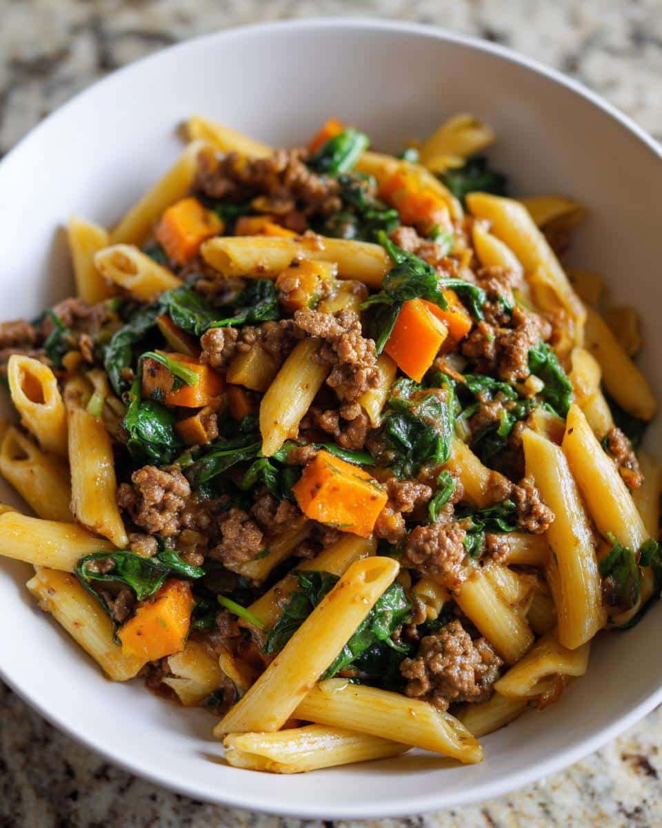 One‑Pot Beef, Sweet Potato & Spinach Pasta - detail 1