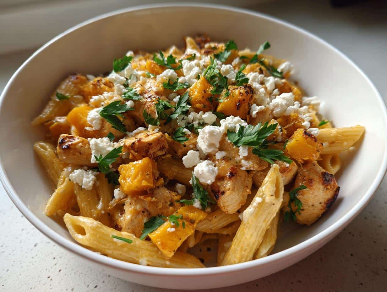 One-Pot Chicken, Pumpkin & Feta Pasta: 30-Min Magic!