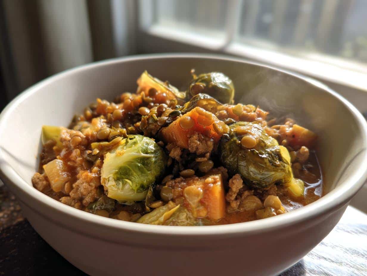 One‑Pot Turkey, Brussels Sprouts & Lentil Stew