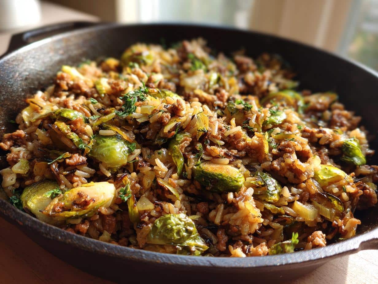 One-Pot Turkey Wild Rice & Brussels Sprout Hash in Just 30 Minutes