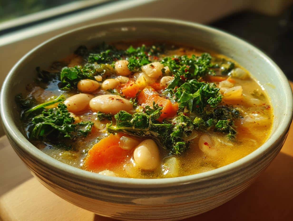 30-Minute One-Pot Vegetable & Cannellini Bean Soup with Kale Bliss