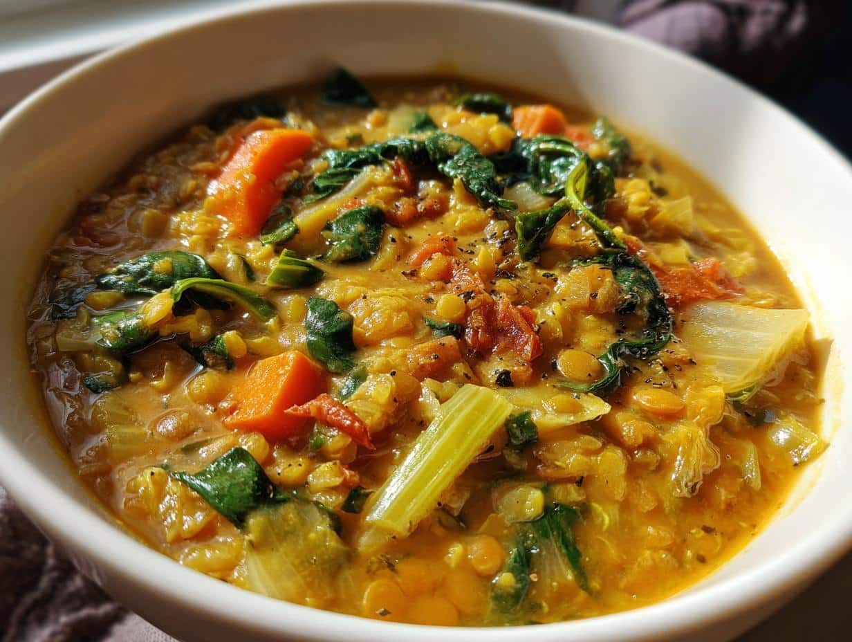 One‑Pot Vegetable, Lentil & Winter Green Stew
