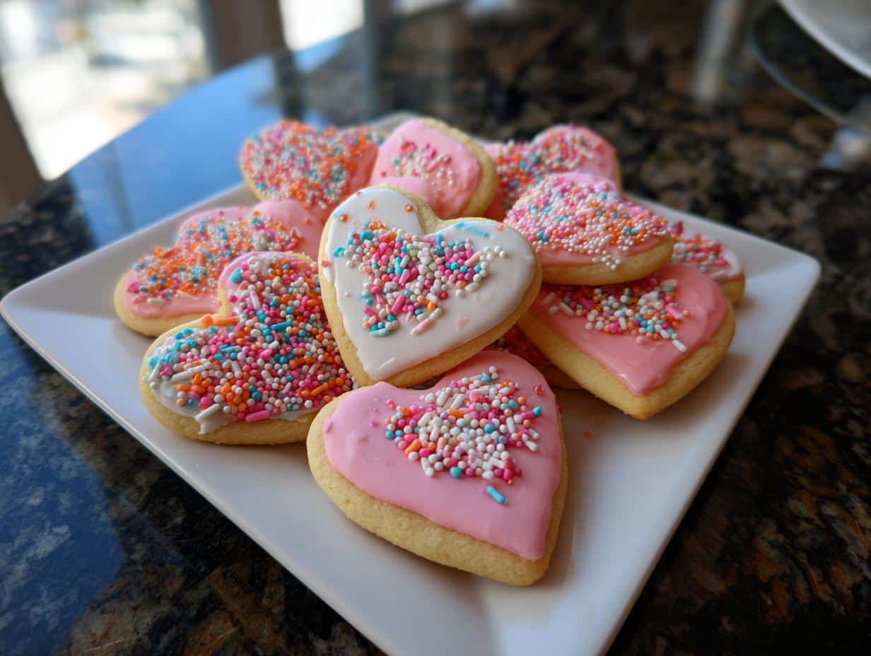 Irresistible Candy-Coated Heart Butter Cookies in 3 Steps