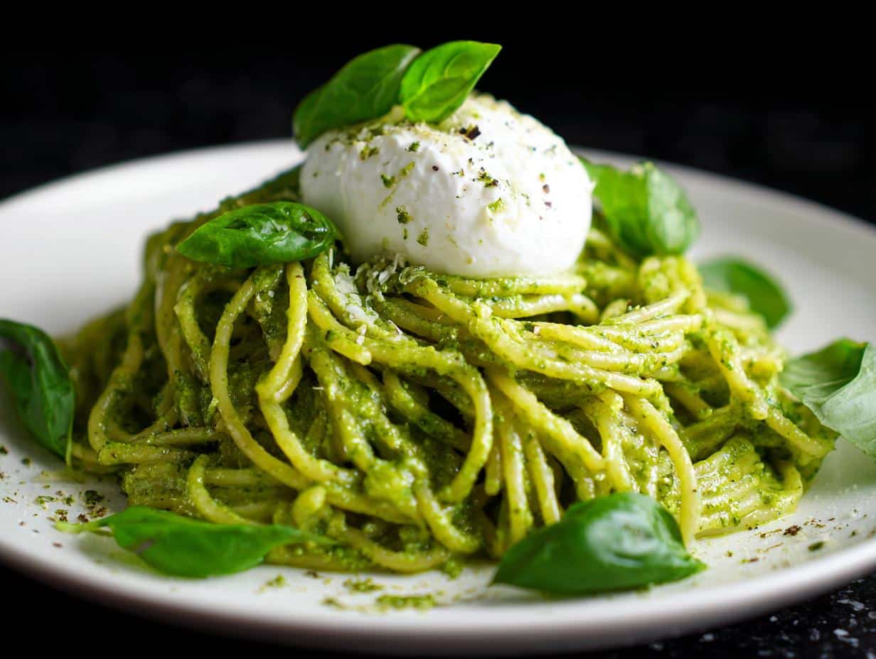 25-Minute Creamy Pesto Pasta with Burrata, Irresistible Bliss
