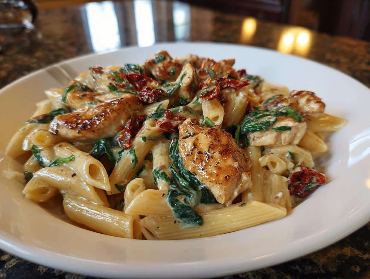 Creamy Tuscan Chicken Pasta in 35 Minutes, Blissful Comfort!