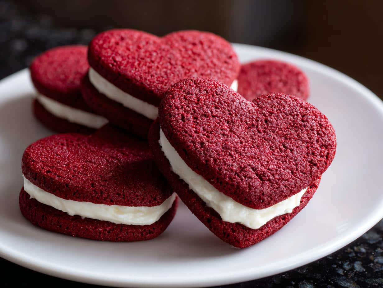 Irresistible Heart-Shaped Red Velvet Cookie Sandwiches Recipe