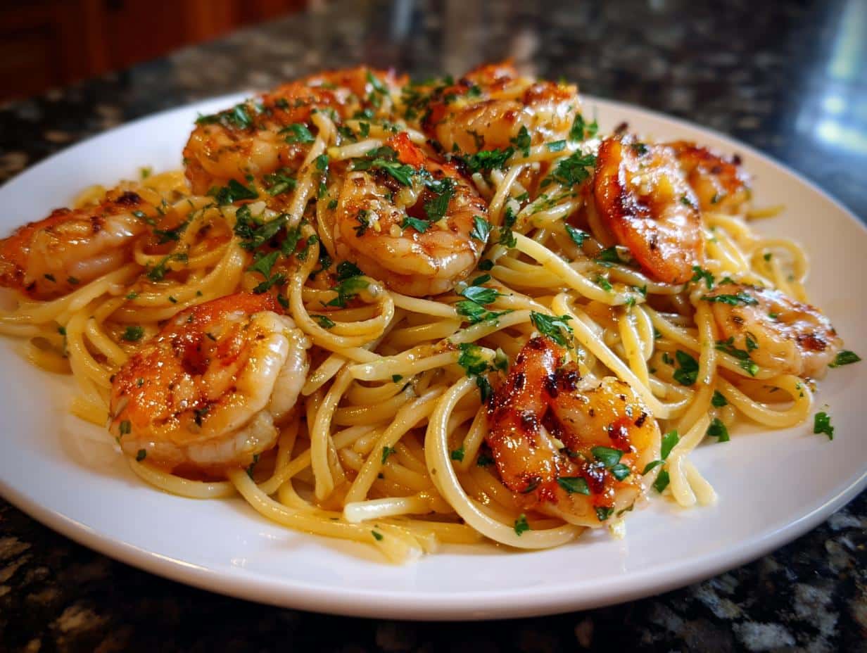 Honey Butter Garlic Shrimp Pasta
