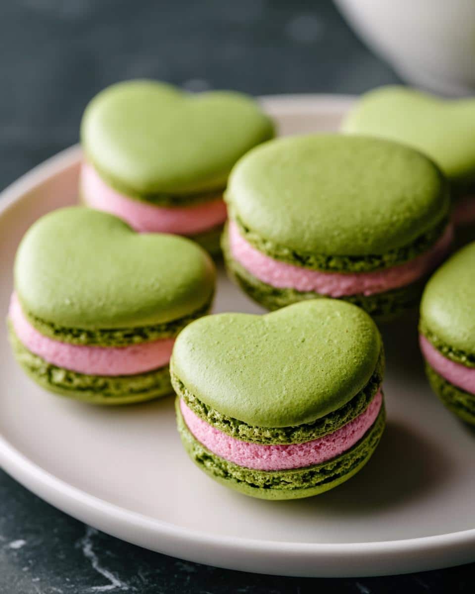 Matcha Rose Heart Macarons - detail 1