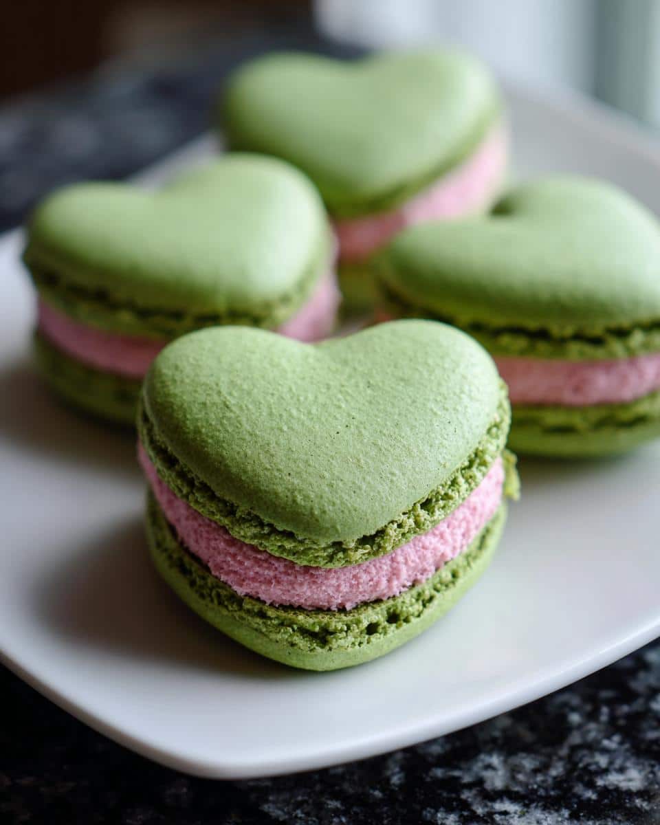 Matcha Rose Heart Macarons - detail 2