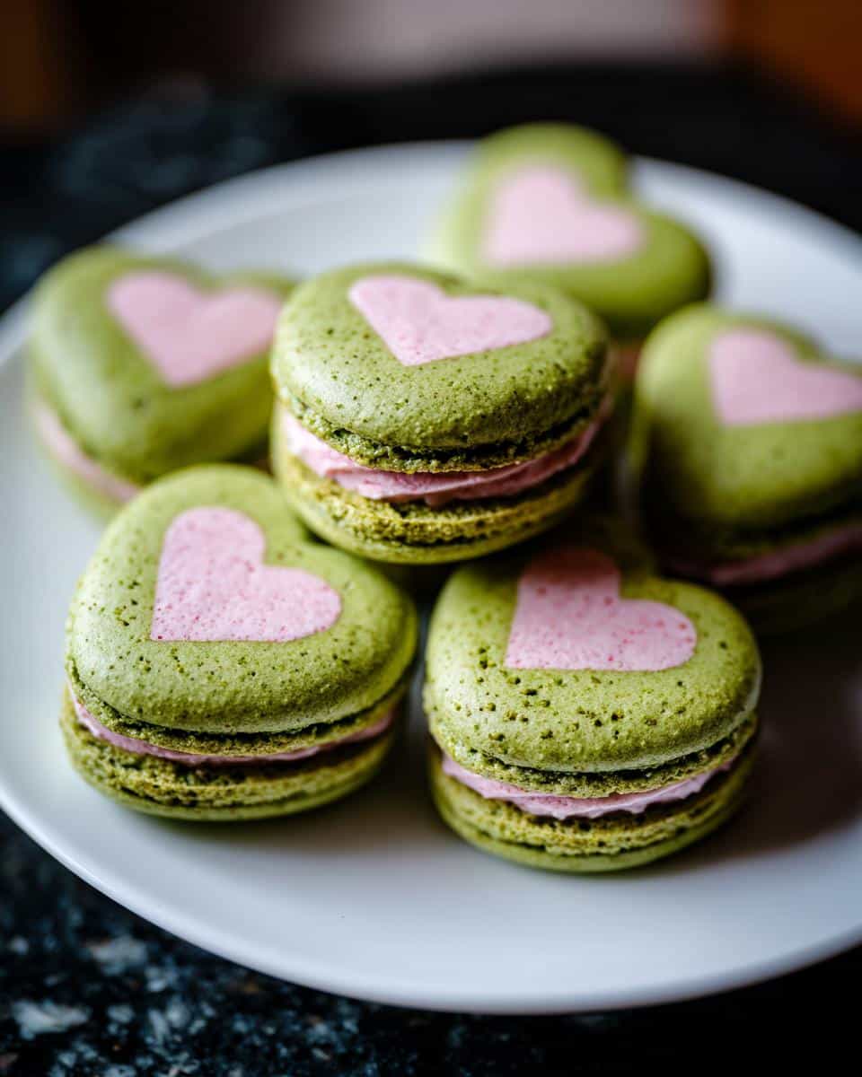 Matcha Rose Heart Macarons - detail 3