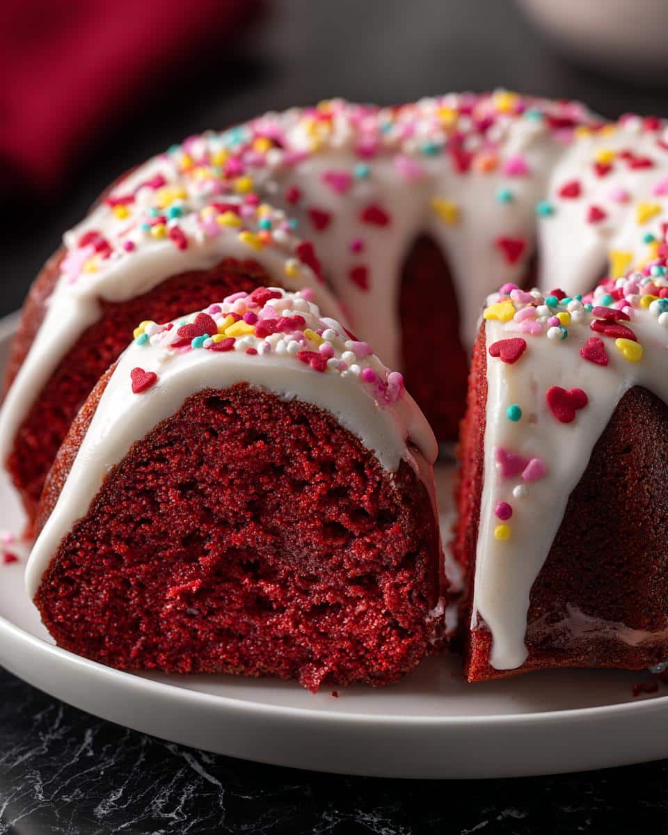 Red Rose Bundt Cake with Sprinkles - detail 1
