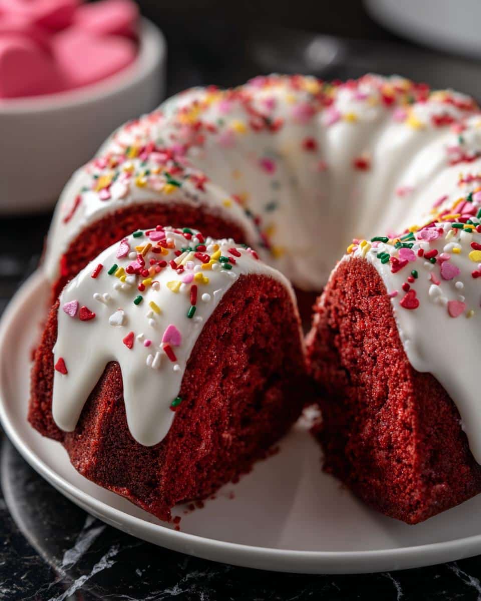 Red Rose Bundt Cake with Sprinkles - detail 2