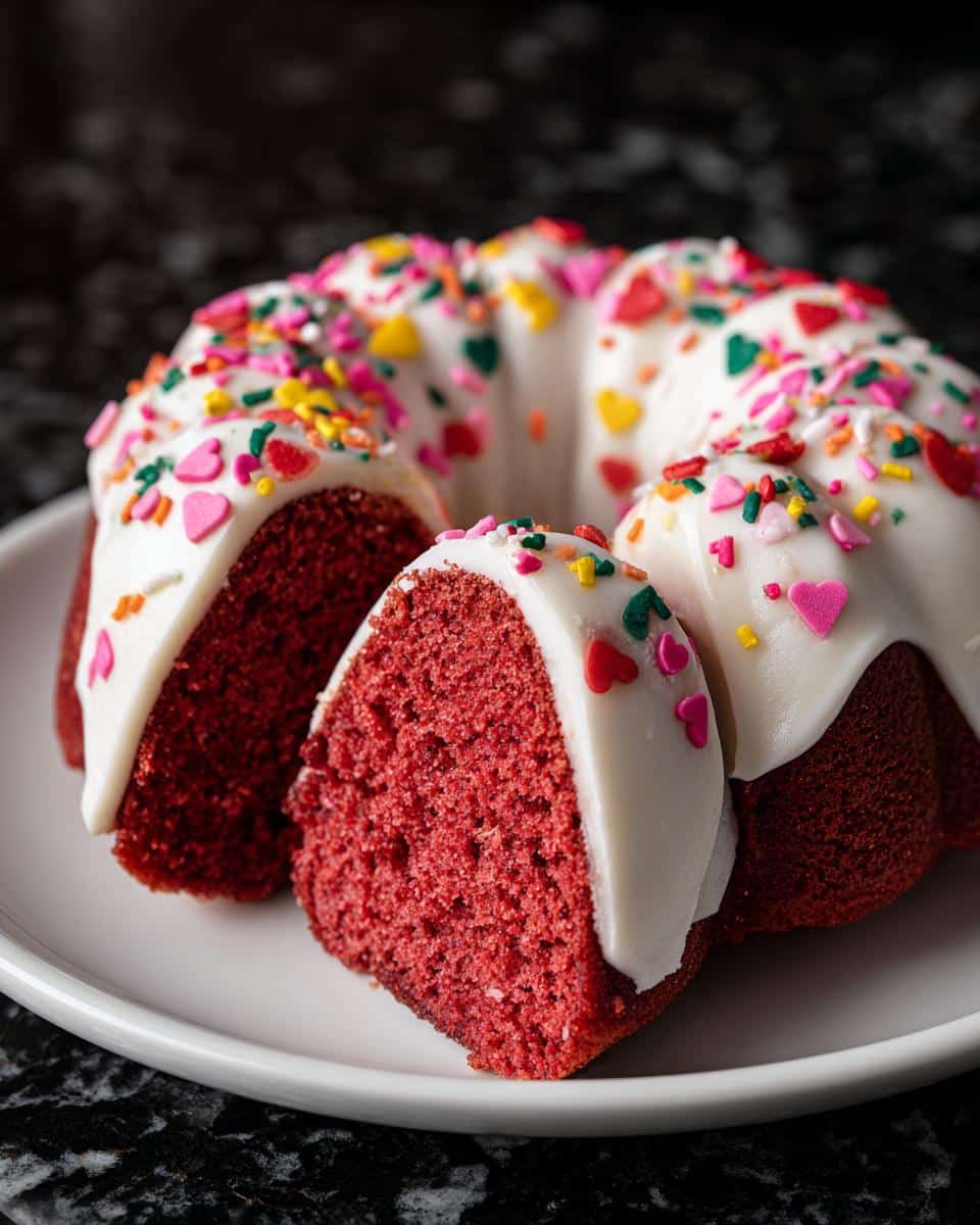Red Rose Bundt Cake with Sprinkles - detail 3