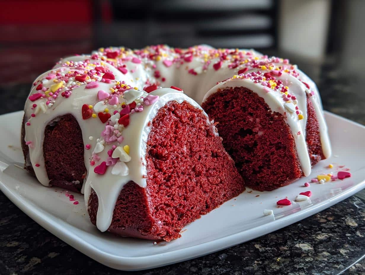 Irresistible Red Rose Bundt Cake with Sprinkles in 3 Easy Steps