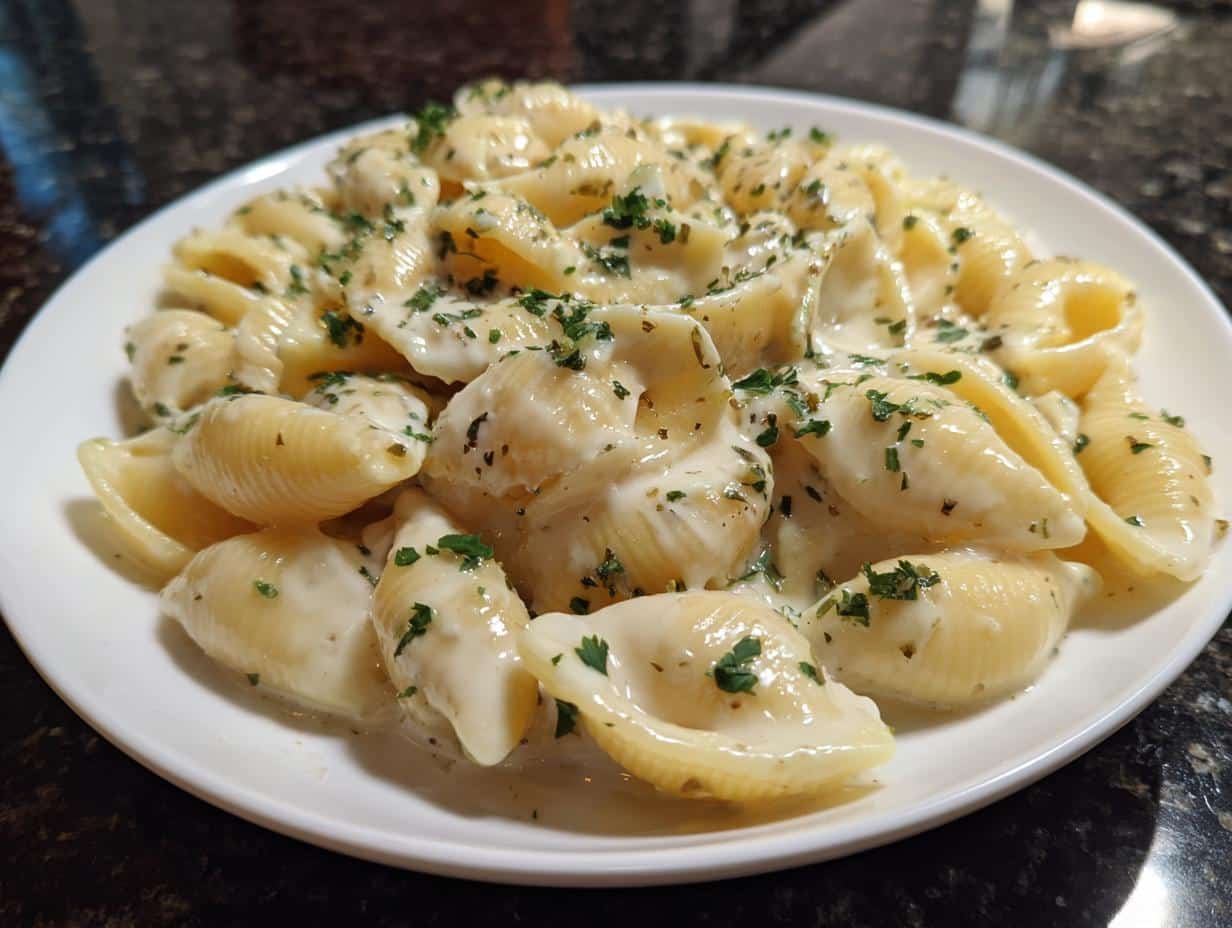 25-Minute Creamy Garlic Parmesan Shells That Taste Like Heaven